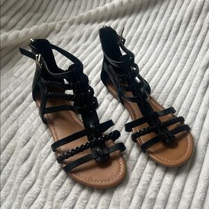 Soda Black Braided Strappy Gladiator Sandals